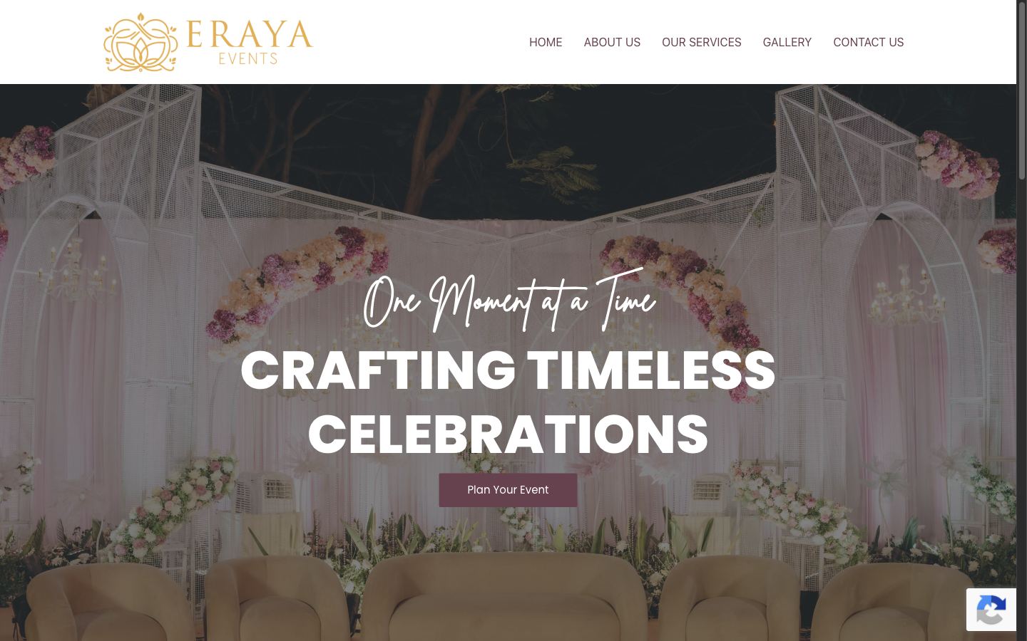 Eraya Events website on desktop