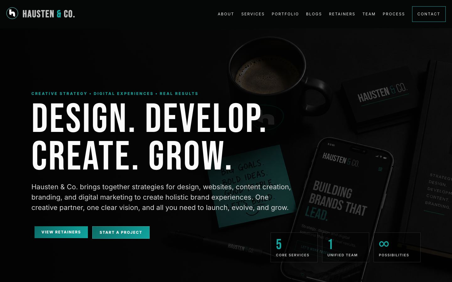 Hausten website on desktop