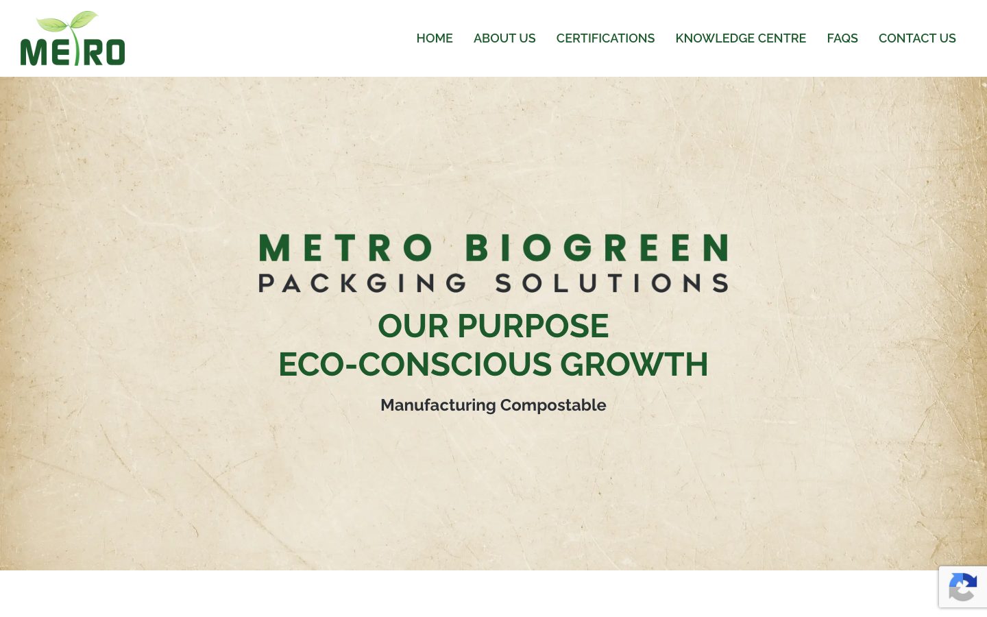 Metro BioGreen website on desktop