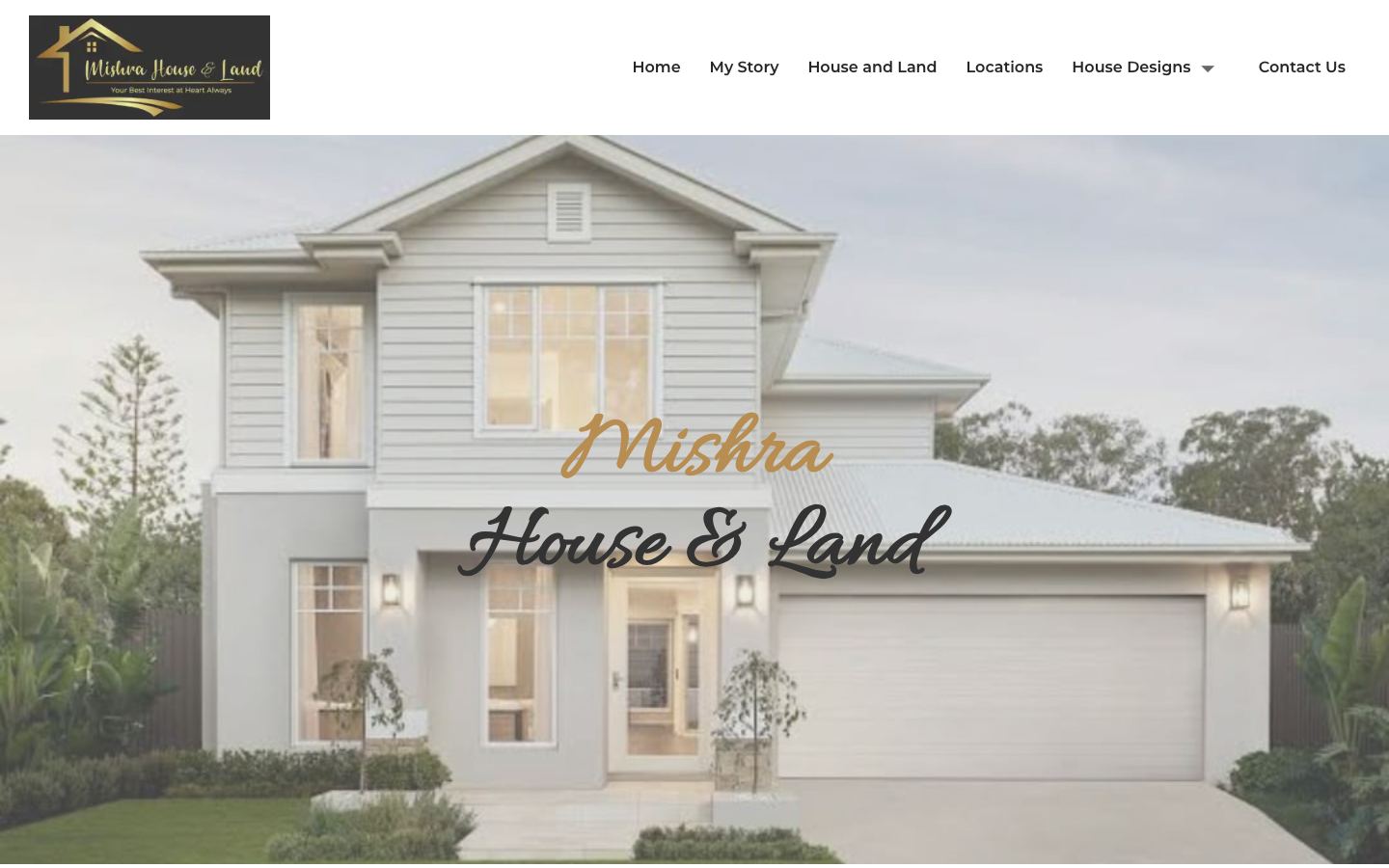 Mishra House & Land website on desktop
