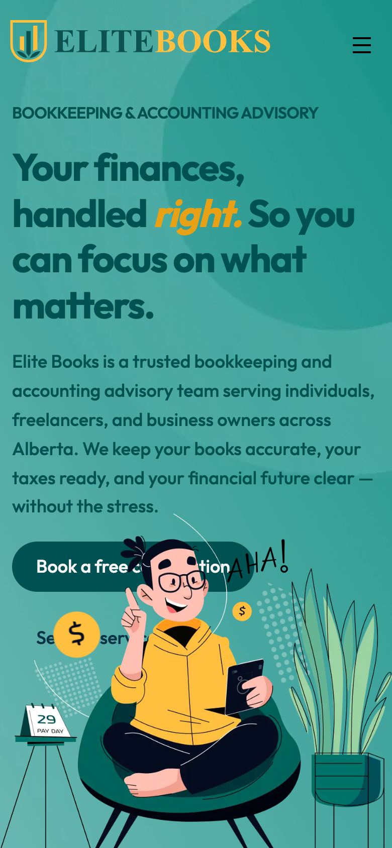 Elite Books website on mobile