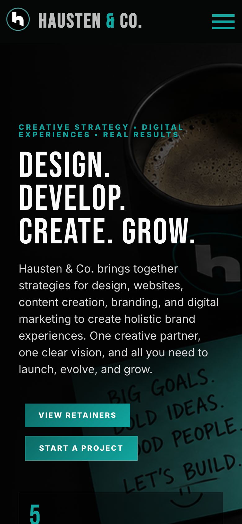 Hausten website on mobile