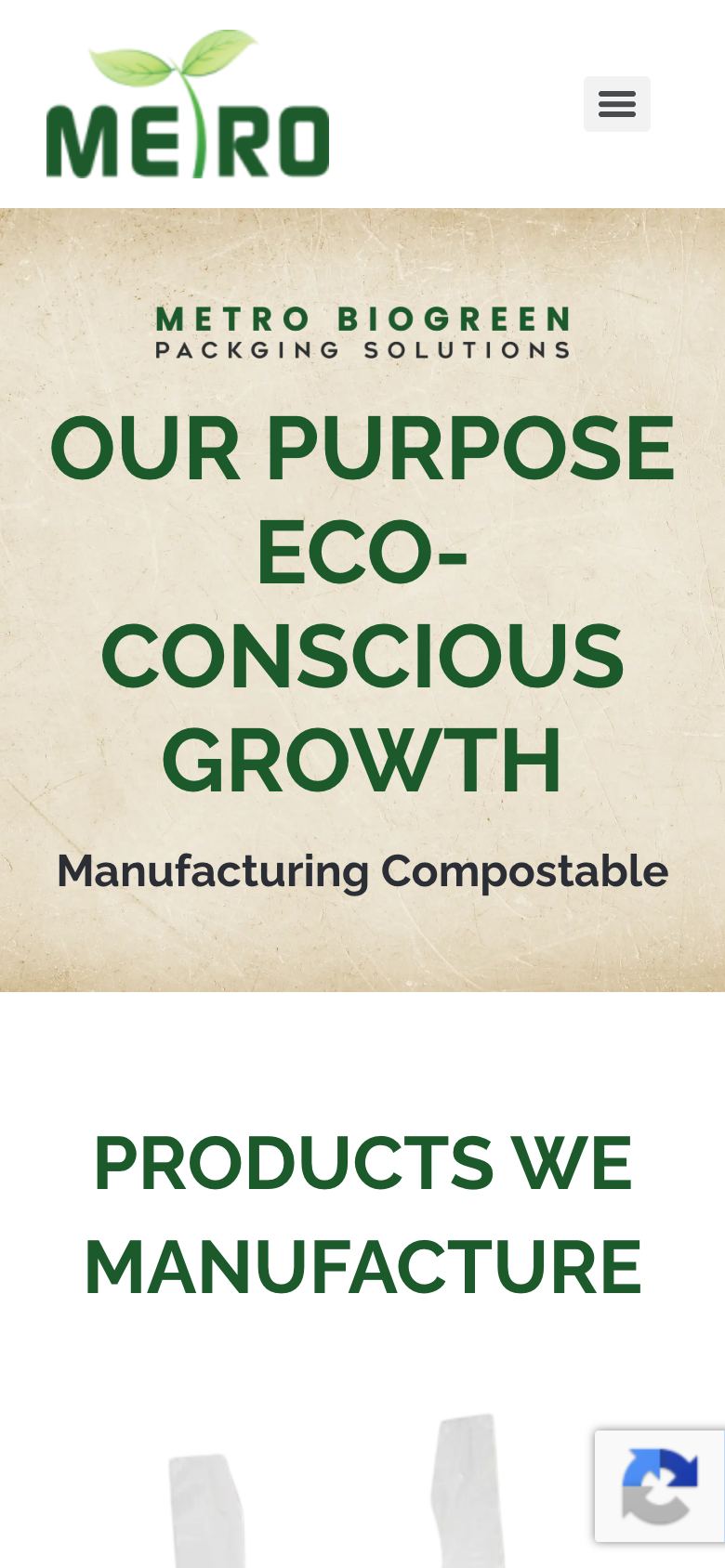 Metro BioGreen website on mobile