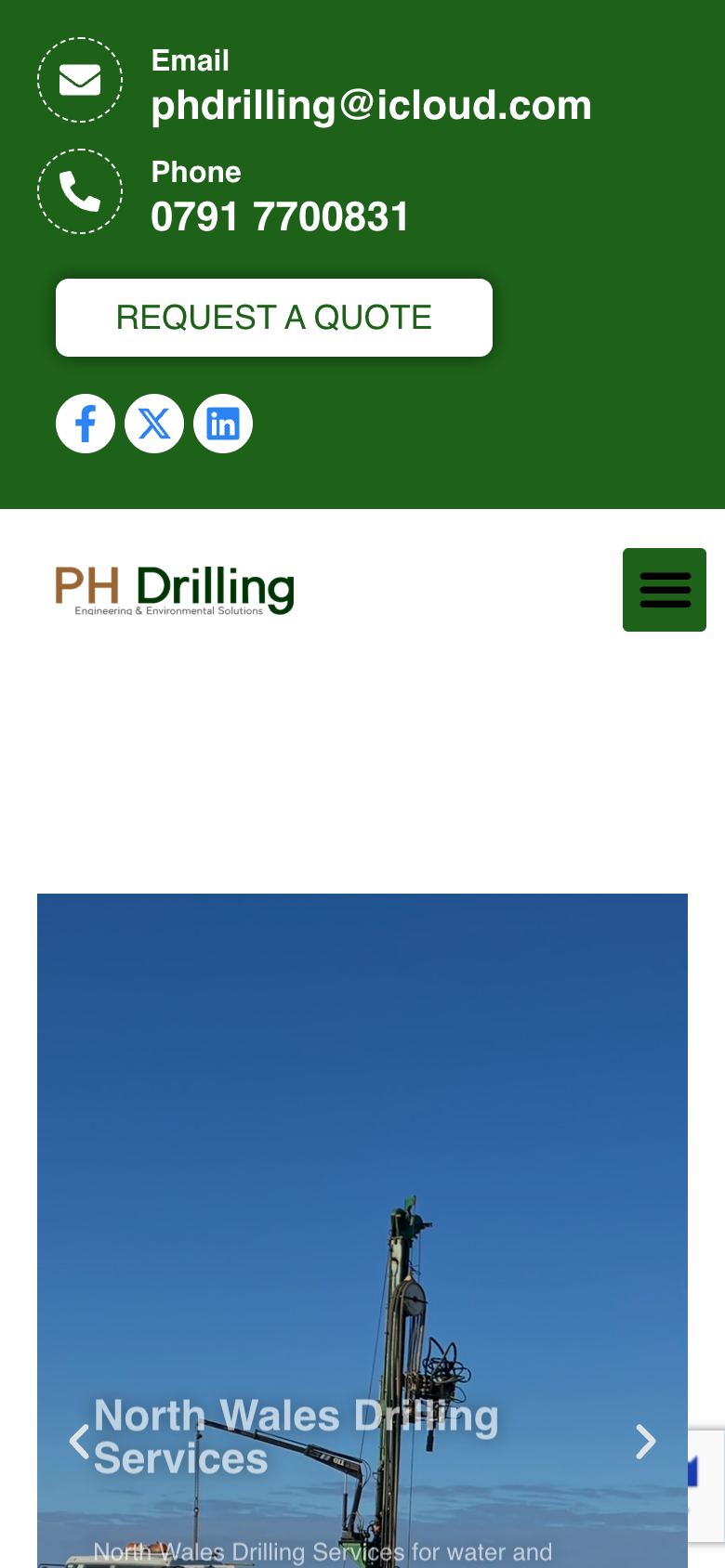 PH Drilling website on mobile
