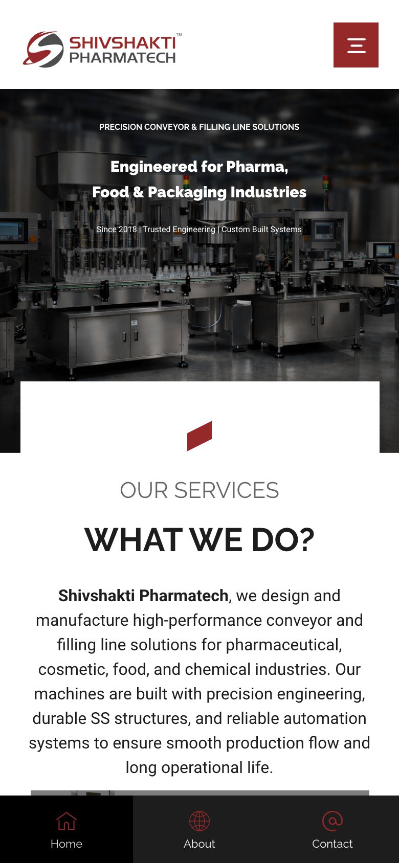 Shiv Shakti Pharmatech website on mobile