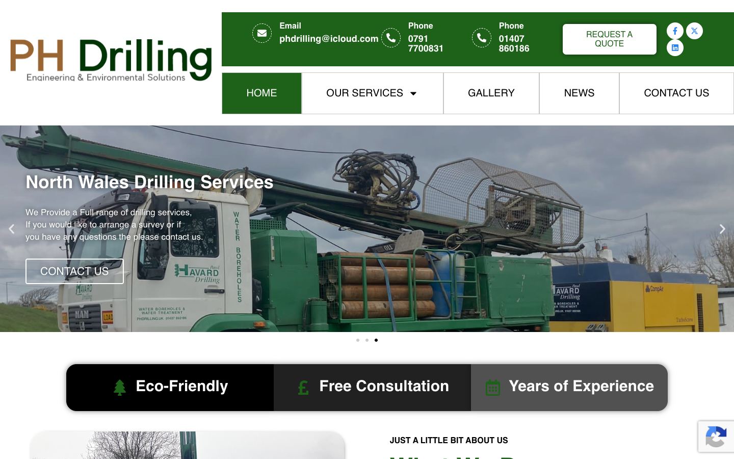 PH Drilling website on desktop