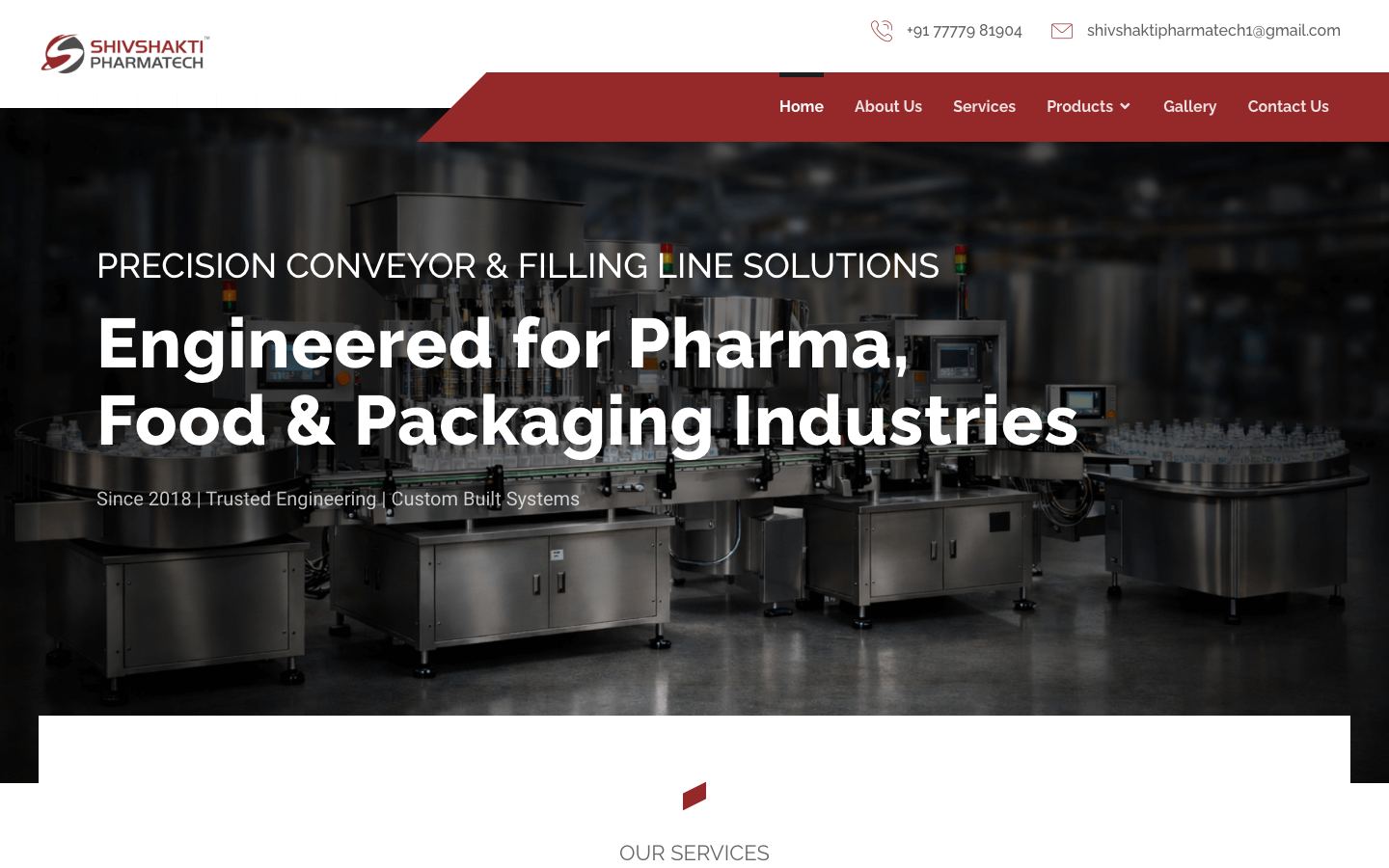 Shiv Shakti Pharmatech website on desktop
