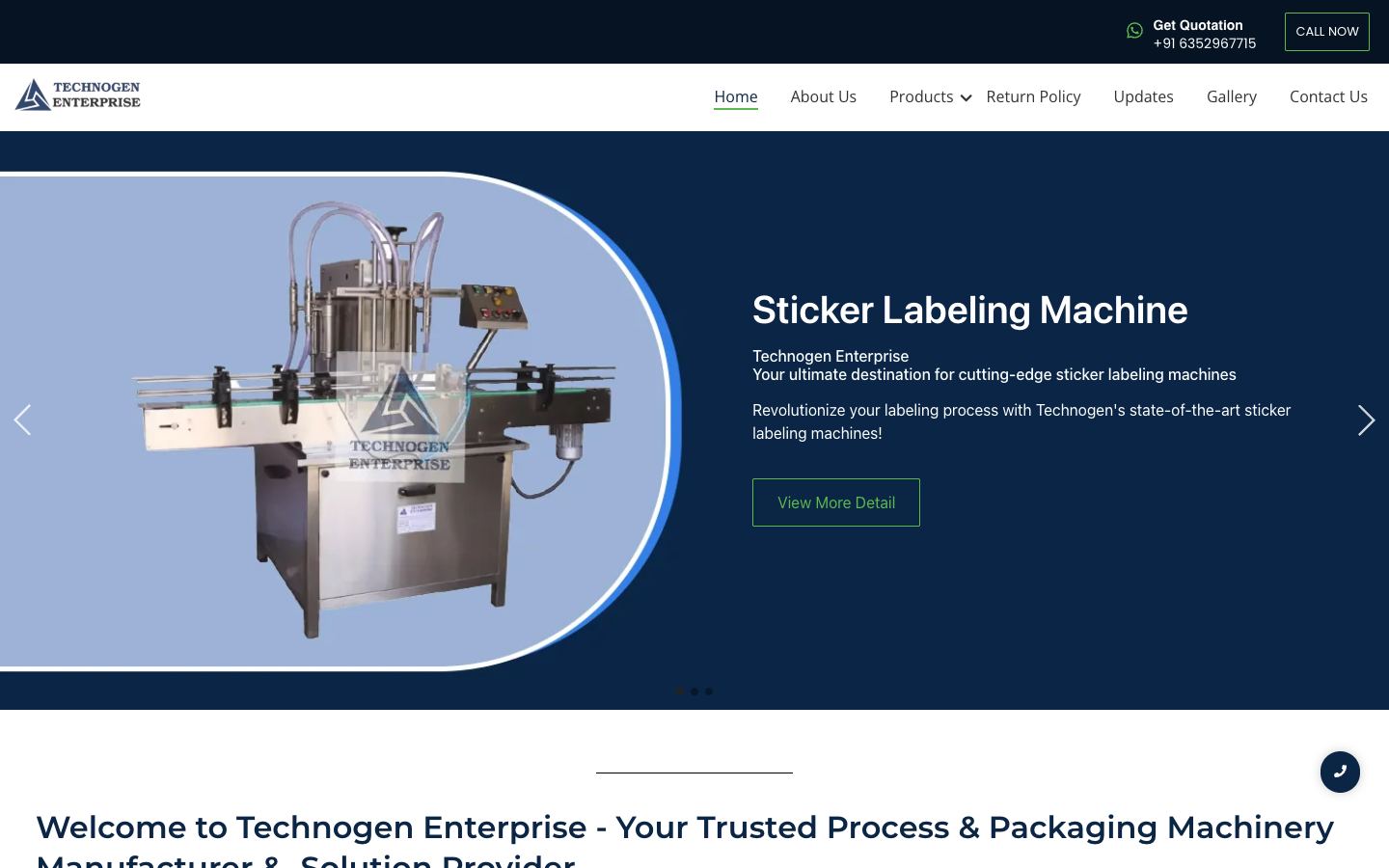 Technogen Machines website